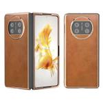 For Huawei Mate X3 Electroplating Two-color Calf Texture PU Phone Case(Brown)