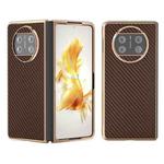 For Huawei Mate X3 Electroplating Carbon Fiber Texture Protective Phone Case(Dark Brown)