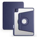 For iPad Pro 13 2024 Acrylic 360 Rotation Detachable Leather Tablet Case(Dark Blue)