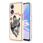 For OPPO A78 / A58 Electroplating Marble Dual-side IMD Phone Case(Lucky Dog)