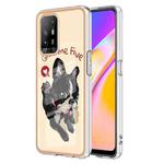 For OPPO A94 5G / A95 5G Electroplating Marble Dual-side IMD Phone Case(Lucky Dog)