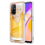 For OPPO A94 5G / A95 5G Electroplating Marble Dual-side IMD Phone Case(Draft Beer)