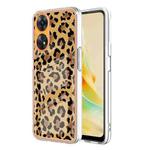 For OPPO Reno8 T 4G Electroplating Marble Dual-side IMD Phone Case(Leopard Print)
