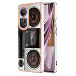 For OPPO Reno10 Pro 5G Global Electroplating Marble Dual-side IMD Phone Case(Retro Radio)