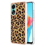 For OPPO A78 4G Electroplating Marble Dual-side IMD Phone Case(Leopard Print)