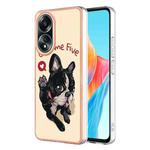 For OPPO A58 4G Electroplating Marble Dual-side IMD Phone Case(Lucky Dog)