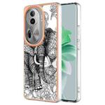 For OPPO Reno11 Pro 5G Global Electroplating Marble Dual-side IMD Phone Case(Totem Elephant)