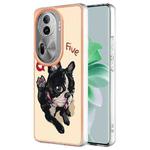 For OPPO Reno11 Pro 5G Global Electroplating Marble Dual-side IMD Phone Case(Lucky Dog)