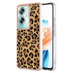 For OPPO A79 5G Global Electroplating Marble Dual-side IMD Phone Case(Leopard Print)