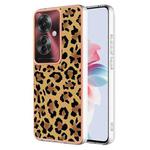 For OPPO Reno11 F 5G Global Electroplating Marble Dual-side IMD Phone Case(Leopard Print)