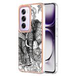 For OPPO Reno12 Pro Global Electroplating Marble Dual-side IMD Phone Case(Totem Elephant)