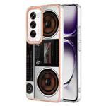 For OPPO Reno12 Global Electroplating Marble Dual-side IMD Phone Case(Retro Radio)