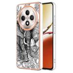 For OPPO Reno12 F 5G Electroplating Marble Dual-side IMD Phone Case(Totem Elephant)