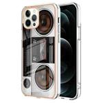 For iPhone 12 Pro Max Electroplating Marble Dual-side IMD Phone Case(Retro Radio)