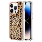 For iPhone 14 Pro Electroplating Marble Dual-side IMD Phone Case(Leopard Print)