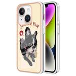 For iPhone 15 Plus Electroplating Marble Dual-side IMD Phone Case(Lucky Dog)