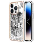 For iPhone 15 Pro Max Electroplating Marble Dual-side IMD Phone Case(Totem Elephant)