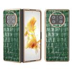 For Huawei Mate X3 Electroplating Crocodile Texture Genuine Leather Phone Case(Green)