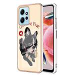 For Xiaomi Redmi Note 12 4G Electroplating Marble Dual-side IMD Phone Case(Lucky Dog)