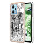 For Xiaomi Redmi Note 12 5G Global Electroplating Marble Dual-side IMD Phone Case(Totem Elephant)