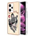 For Xiaomi Redmi Note 12 Pro 5G Global Electroplating Marble Dual-side IMD Phone Case(Lucky Dog)