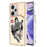 For Xiaomi Redmi Note 12 Pro+ Global Electroplating Marble Dual-side IMD Phone Case(Lucky Dog)