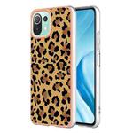 For Xiaomi 11 Lite Electroplating Marble Dual-side IMD Phone Case(Leopard Print)