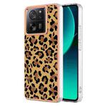 For Xiaomi 13T/13T Pro Electroplating Marble Dual-side IMD Phone Case(Leopard Print)
