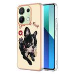 For Xiaomi Redmi Note 13 4G Global Electroplating Marble Dual-side IMD Phone Case(Lucky Dog)