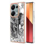 For Xiaomi Redmi Note 13 Pro 4G/Poco M6 Pro 4G Electroplating Marble Dual-side IMD Phone Case(Totem Elephant)