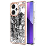 For Xiaomi Redmi Note 13 Pro+ 5G Electroplating Marble Dual-side IMD Phone Case(Totem Elephant)