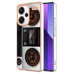 For Xiaomi Redmi Note 13 Pro+ 5G Electroplating Marble Dual-side IMD Phone Case(Retro Radio)