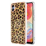 For Samsung Galaxy A04e Electroplating Marble Dual-side IMD Phone Case(Leopard Print)