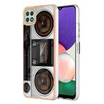 For Samsung Galaxy A22 5G US Version Electroplating Marble Dual-side IMD Phone Case(Retro Radio)