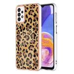 For Samsung Galaxy A73 5G Electroplating Marble Dual-side IMD Phone Case(Leopard Print)