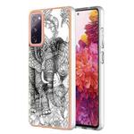 For Samsung Galaxy S20 FE Electroplating Marble Dual-side IMD Phone Case(Totem Elephant)