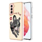 For Samsung Galaxy S21 5G Electroplating Marble Dual-side IMD Phone Case(Lucky Dog)