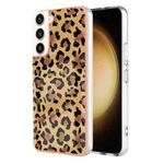 For Samsung Galaxy S22+ 5G Electroplating Marble Dual-side IMD Phone Case(Leopard Print)