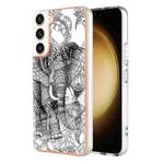 For Samsung Galaxy S22+ 5G Electroplating Marble Dual-side IMD Phone Case(Totem Elephant)