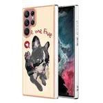 For Samsung Galaxy S22 Ultra 5G Electroplating Marble Dual-side IMD Phone Case(Lucky Dog)