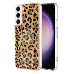 For Samsung Galaxy S23 5G Electroplating Marble Dual-side IMD Phone Case(Leopard Print)