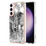 For Samsung Galaxy S23 5G Electroplating Marble Dual-side IMD Phone Case(Totem Elephant)