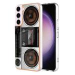 For Samsung Galaxy S23 5G Electroplating Marble Dual-side IMD Phone Case(Retro Radio)