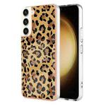 For Samsung Galaxy S23+ 5G Electroplating Marble Dual-side IMD Phone Case(Leopard Print)