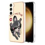 For Samsung Galaxy S23+ 5G Electroplating Marble Dual-side IMD Phone Case(Lucky Dog)