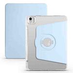 For iPad Air 11 2024 Clear Acrylic 360 Rotation Detachable Leather Tablet Case(Ice Blue)