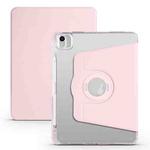 For iPad Air 11 2024 Clear Acrylic 360 Rotation Detachable Leather Tablet Case(Pink)