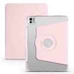 For iPad Pro 11 2024 Clear Acrylic 360 Rotation Detachable Leather Tablet Case(Pink)