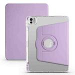 For iPad Pro 11 2024 Clear Acrylic 360 Rotation Detachable Leather Tablet Case(Light Purple)