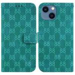 For iPhone 15 Double 8-shaped Embossed Leather Phone Case(Green)